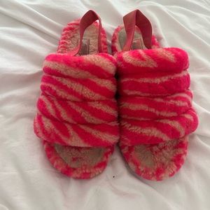 Zebra pink ugg slippers